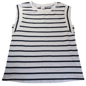 WIHOLL Striped Muscle Tank Top S Sleeveless Crewneck‎ Nautical Casual Core NWT